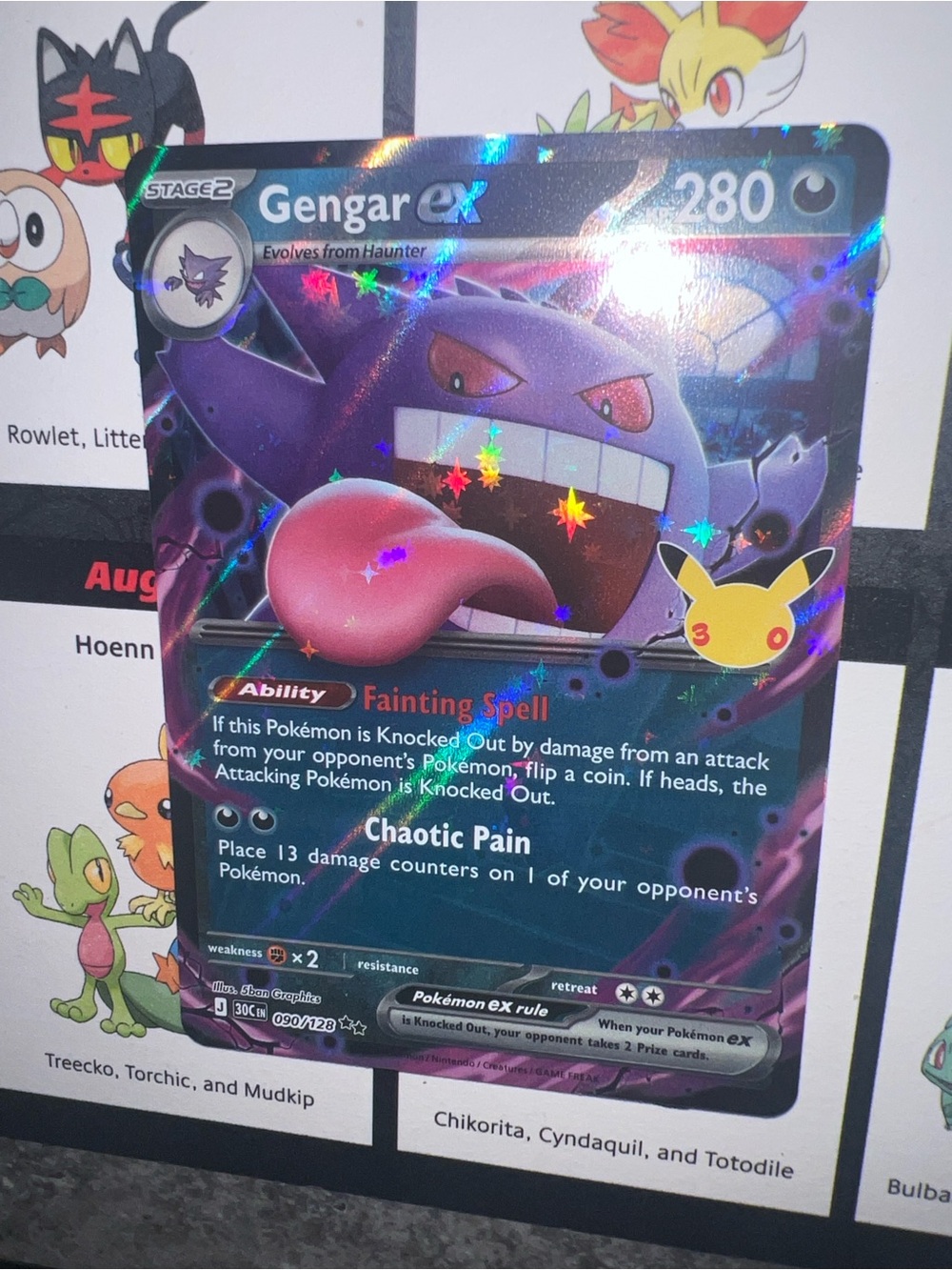 Pokemon Gengar ex Holographic Card — Purple, Pink, Black